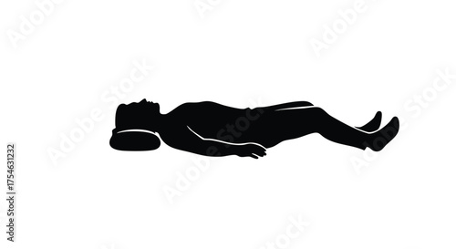 Silhouette of a person lying down on a pillow, depicting rest and relaxation in a horizontal position.