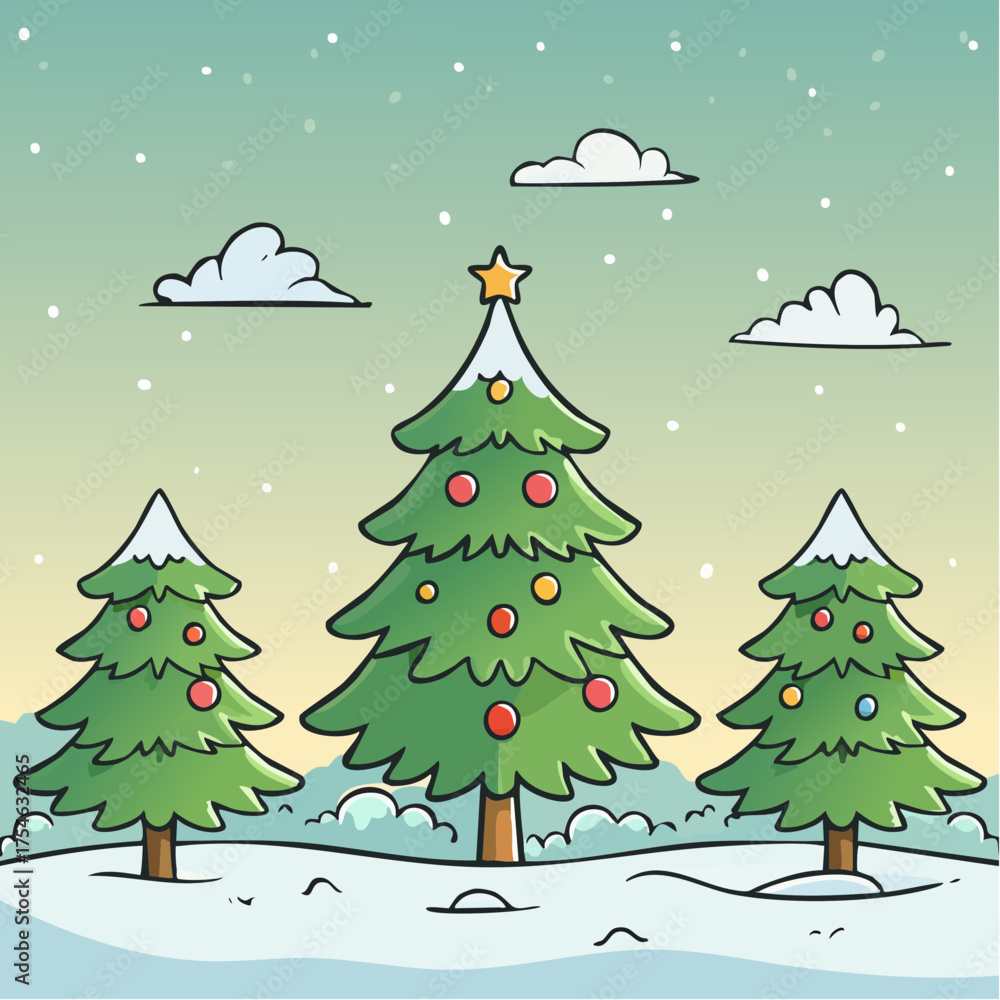 Fototapeta premium christmas background with fir tree and snow