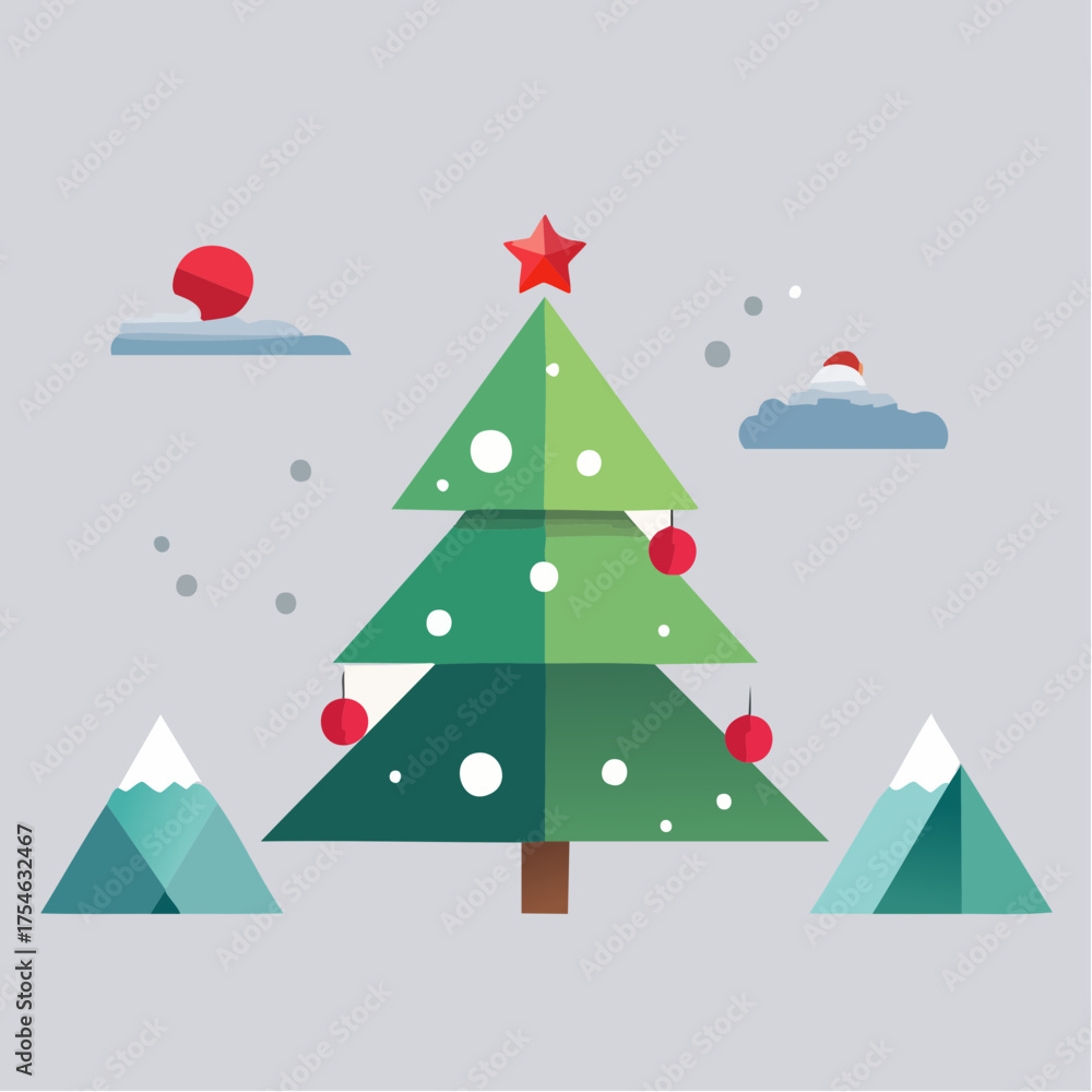 Naklejka premium christmas background with fir tree and snow