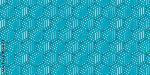 3d modeling cubes Illustration decoration seamless white line material pattern square design. Seamless line wave pattern geometric fabric vintage textile illustration.		