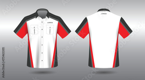 white red and black strip short sleeve work shirt for corporate company and industry
