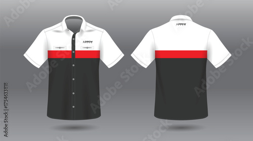 white red and black strip short sleeve work shirt for corporate company and industry