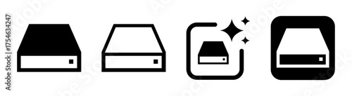 Modern data storage icon with modular power supply unit and network adapter symbol in transparent PNG vector illustration for tech, IT, and hardware design projects
