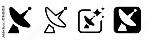 High resolution satellite icon illustration in transparent PNG vector format for ground system and technology projects