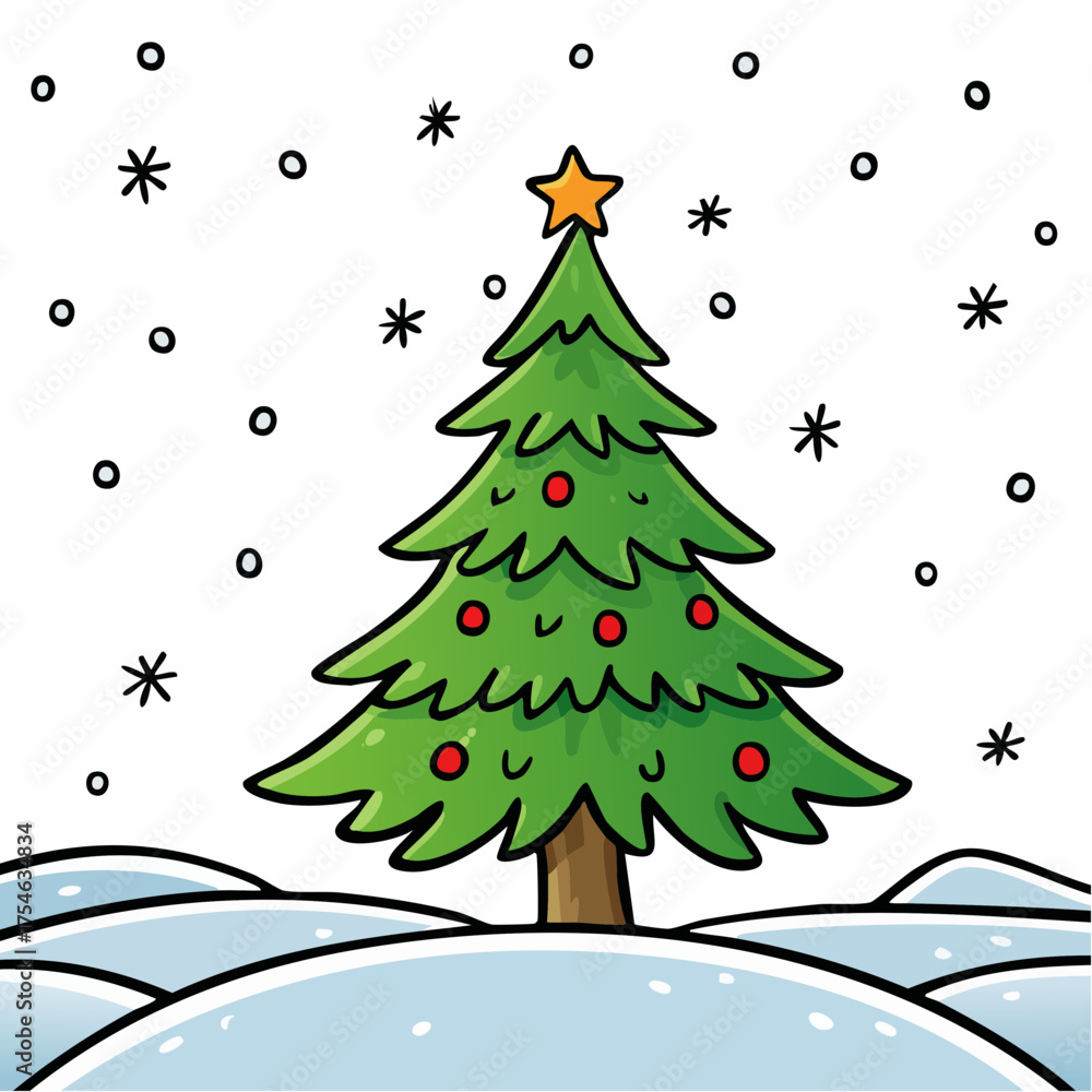 Fototapeta premium christmas background with fir tree and snow