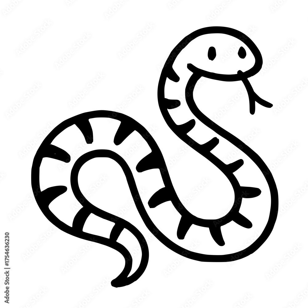 Fototapeta premium Black svg design of coiled snake, friendly cartoon