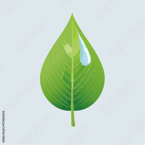 A single droplet of rain gently sliding down a green leaf, reflecting light softly.