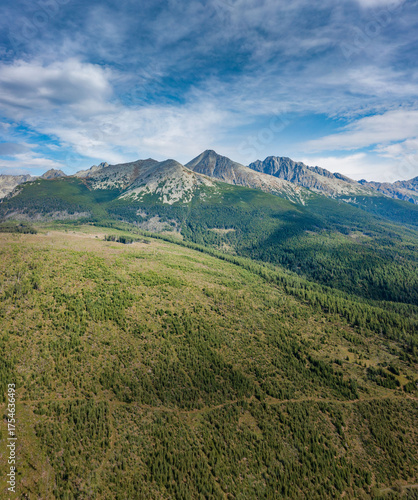 Scenic mountain range under clouds