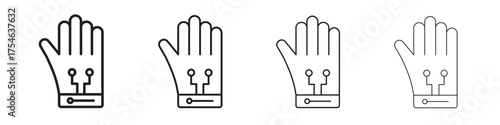 Wired gloves icons. editable stroke icon collection.