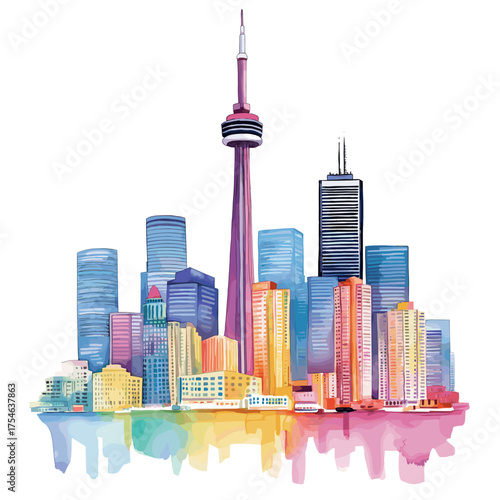 Toronto. Toronto hand drawn watercolor illustration