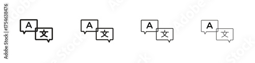 Translator icons. editable stroke icon collection.
