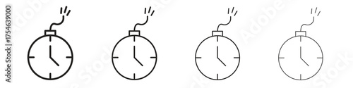 Time bomb icons. editable stroke icon collection.
