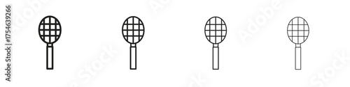 Tennis racket icons. editable stroke icon collection.