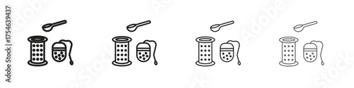 Tea infuser icons. editable stroke icon collection.