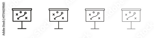 Strategical planning icons. editable stroke icon collection.