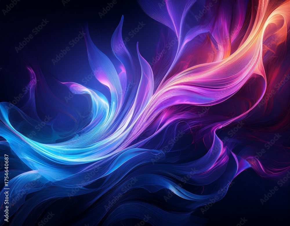 Obraz premium a long blue and purple flame with a purple and blue flame on the right fluid blur texture