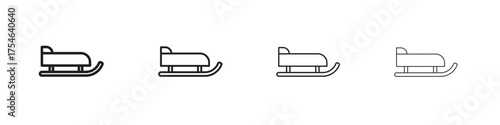 Sled icons. editable stroke icon collection.