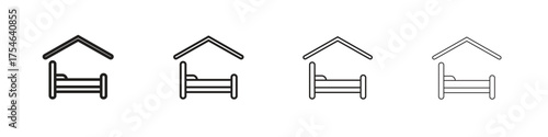 Shelter beds icons. editable stroke icon collection.