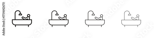 Person Bathing icons. editable stroke icon collection.