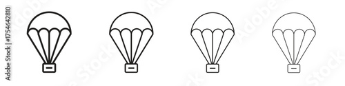 Parachute icons. editable stroke icon collection.