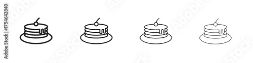Pancake icons. editable stroke icon collection.