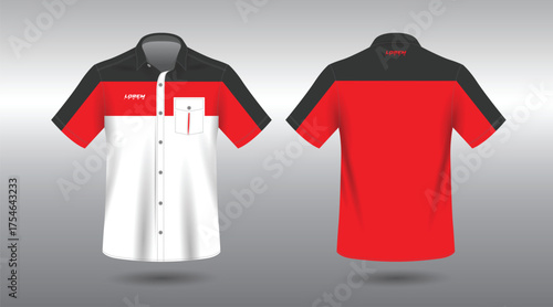 white red and black strip short sleeve work shirt for corporate company and industry