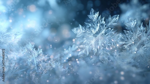 Macro ice crystal texture — blue & white for winter backgrounds, wallpapers and presentations