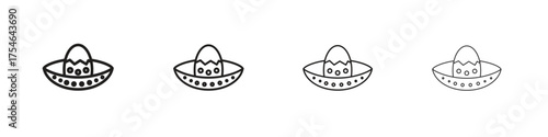 Mexican Hat icons. editable stroke icon collection.