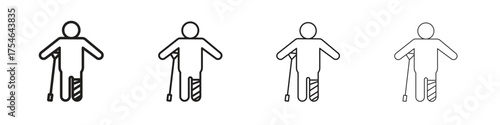 Man with broken leg icons. editable stroke icon collection.