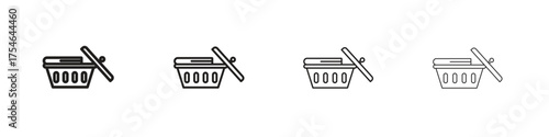 Laundry basket icons. editable stroke icon collection.