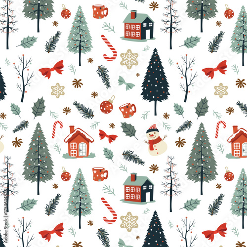 Cute Christmas seamless pattern, christmas background