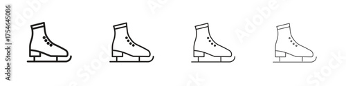 Ice skating icons. editable stroke icon collection.