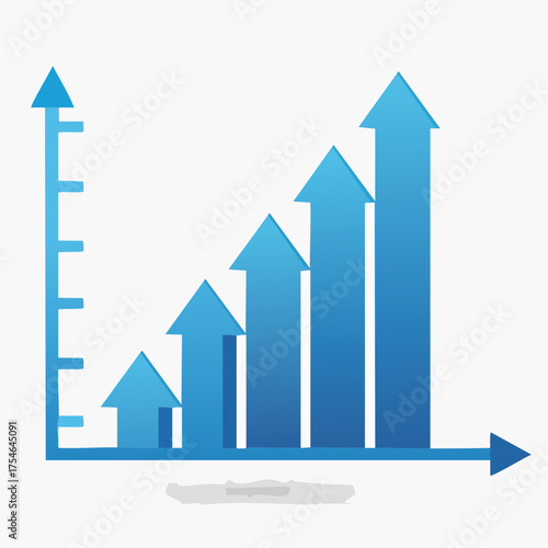 Depicting Ascending Trends: A Stylized Visualization of Growth and Progress in Blue Hues