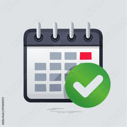 Depiction of a Calendar with an Affirmative Symbol Representing a Completed Schedule