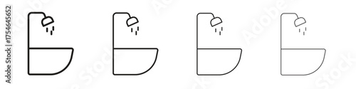 Hair washer sink icons. editable stroke icon collection.