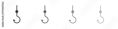 Fishing Hook icons. editable stroke icon collection.