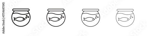 Fish bowl icons. editable stroke icon collection.