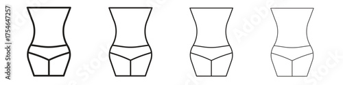 Female hips and waist icons. editable stroke icon collection.