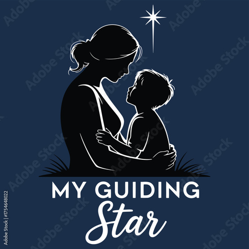 Mother holding child looking at star love family