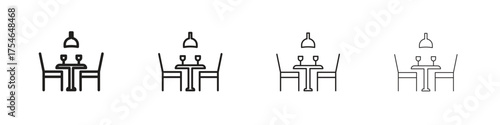 Dining table icons. editable stroke icon collection.