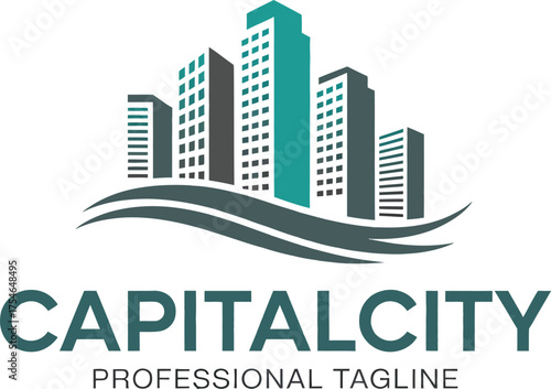 Modern city skyline logo design professional business corporate real estate development