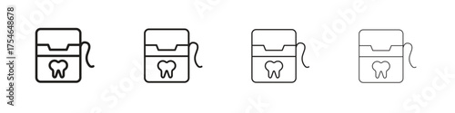 Dental floss icons. editable stroke icon collection.