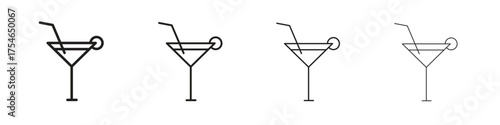 Cocktail icons. editable stroke icon collection.