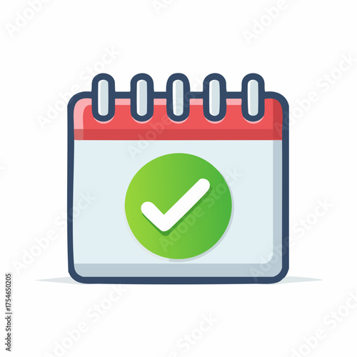 Illustration of a Calendar with a Check Mark, Representing Completion or Success