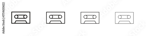 Cassette tape icons. editable stroke icon collection.