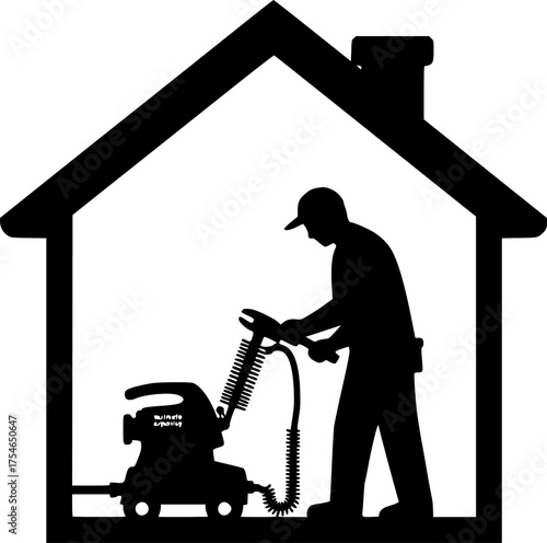Plumbing house repair service drain cleaning silhouette vector illustration
