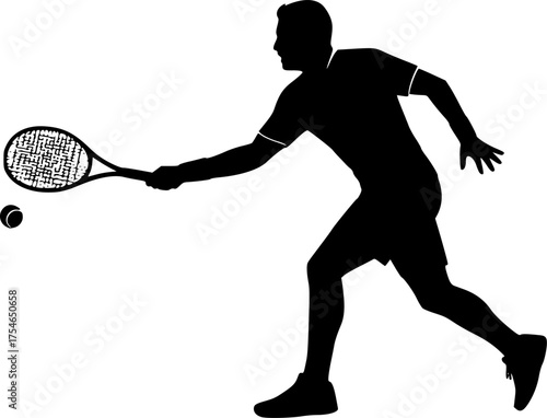 Tennis player action sport game silhouette vector illustration
