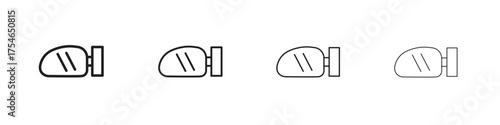 Car wing mirror icons. editable stroke icon collection.