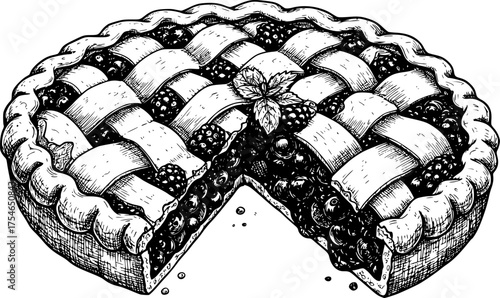 vector homemade fruit and berry pie
