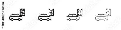 Car repair check list icons. editable stroke icon collection.